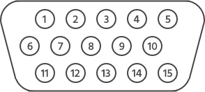 A male DE-15 connector with pins labeled